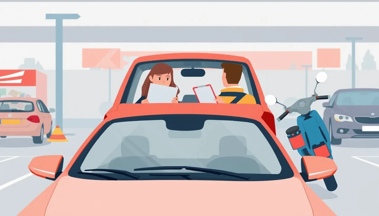 Mechanik v autoservise kontroluje poškodené čelné sklo na automobile Škoda