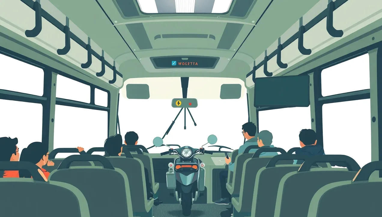 Zájazdový autobus na diaľničnom odpočívadle v zahraničí počas medzinárodnej cesty