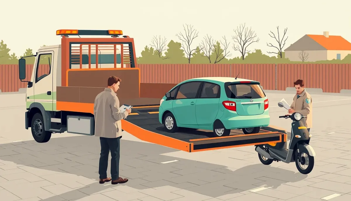 Úradné dokumenty o exekúcii položené na kapote osobného automobilu
