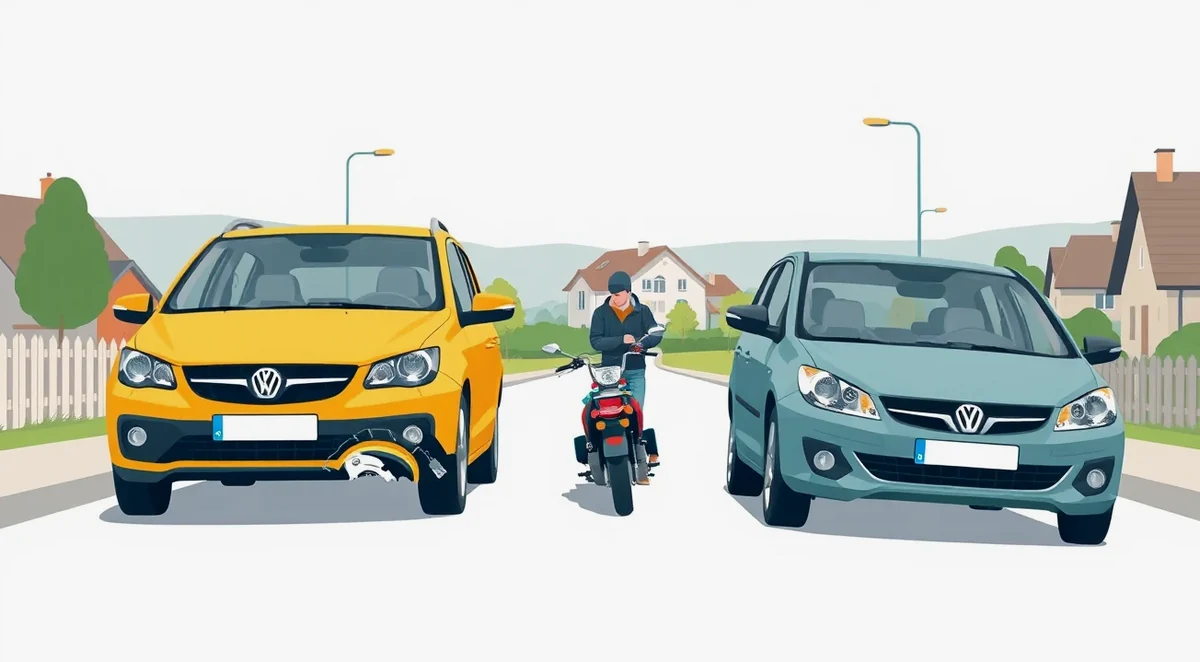 Zaparkované osobné auto s poškriabaným blatníkom na sídliskovom parkovisku