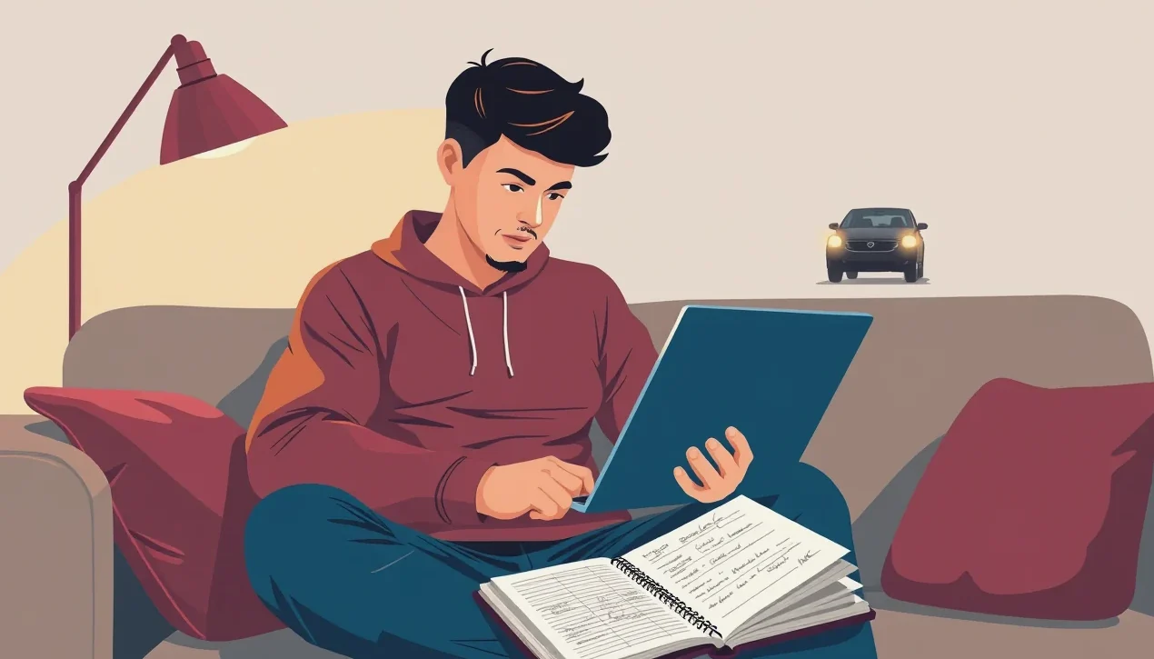 Detail kľúčov od osobného auta položených na technickom preukaze