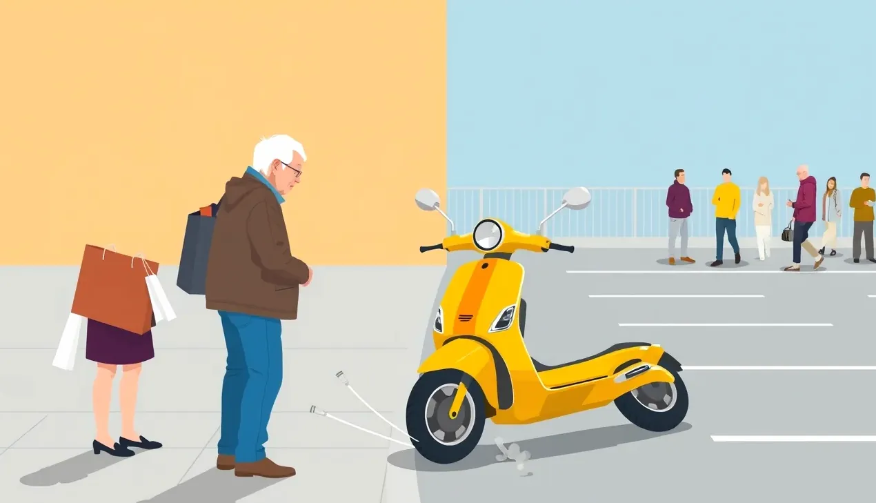 Vodič elektrickej kolobežky ukazuje digitálnu zelenú kartu v smartfóne policajnej hliadke