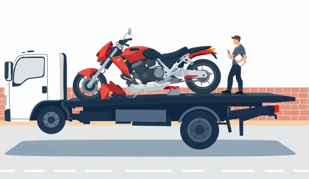 Zaparkovaný cestovný motocykel s bočnými kuframi pripravený na jazdu pred garážou