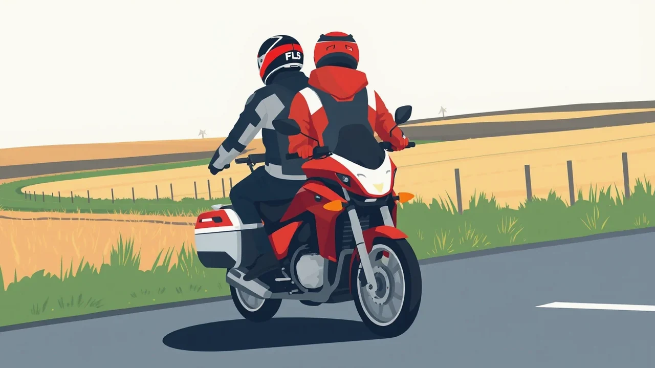 Záchranár a policajt vyšetrujú miesto dopravnej nehody motocykla na ceste